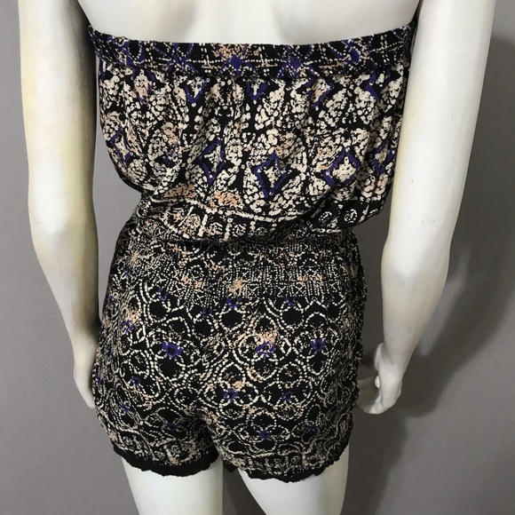 Angie Black | Tan | Purple Strapless Romper Sz-Small - Picture 7 of 11